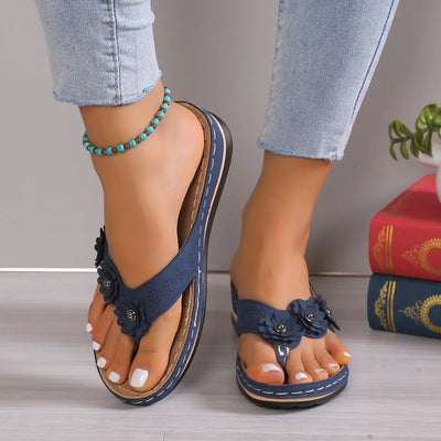 Sandales Orthopédiques Fleur Zen – Élégance, Légèreté & Soutien