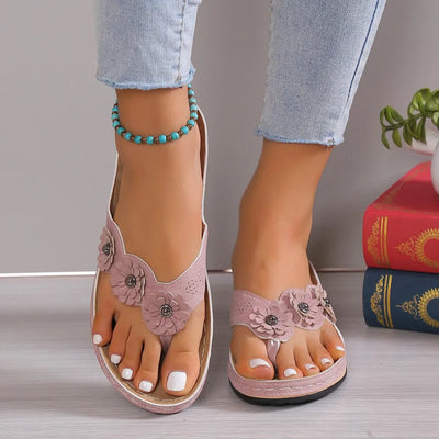 Sandales Orthopédiques Fleur Zen – Élégance, Légèreté & Soutien
