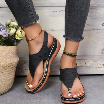 Sandalias de cuña ortopédicas cómodas para mujer.