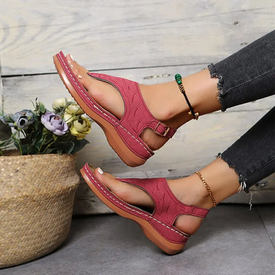 Sandalias de cuña ortopédicas cómodas para mujer.