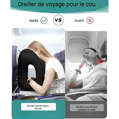 Coussin de voyage orthopédique offrant un excellent soutien cervical.