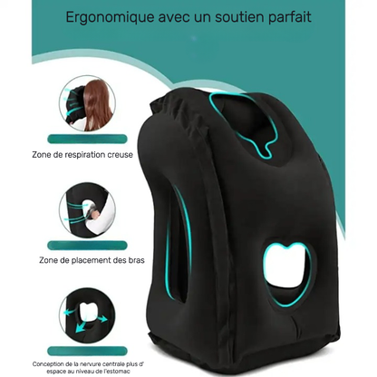 Coussin de voyage orthopédique offrant un excellent soutien cervical.